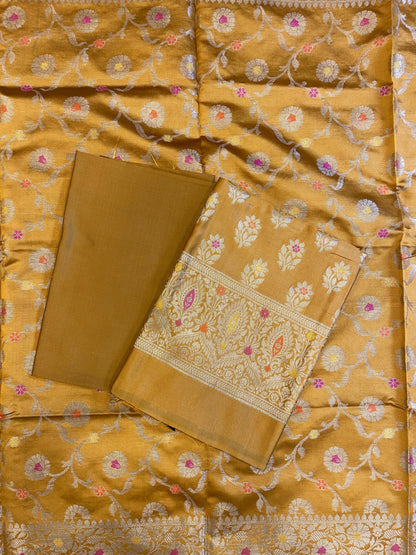 Mustard Tapeta Silk Floral Mina Zari Booti Banarasi Suit 625AJ_TPT72