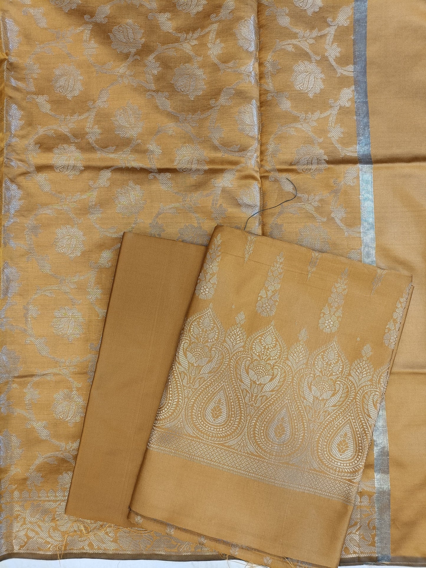 Mustard Gold Tapeta Silk Floral Dual Zari Booti with Zari Jaal Dupatta Banarasi Suit  625AJ_TPT75