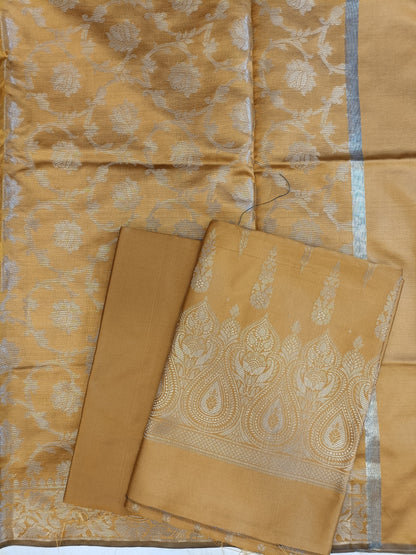 Mustard Gold Tapeta Silk Floral Dual Zari Booti with Zari Jaal Dupatta Banarasi Suit  625AJ_TPT75