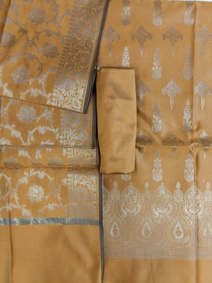 Mustard Gold Tapeta Silk Floral Dual Zari Booti with Zari Jaal Dupatta Banarasi Suit  625AJ_TPT75