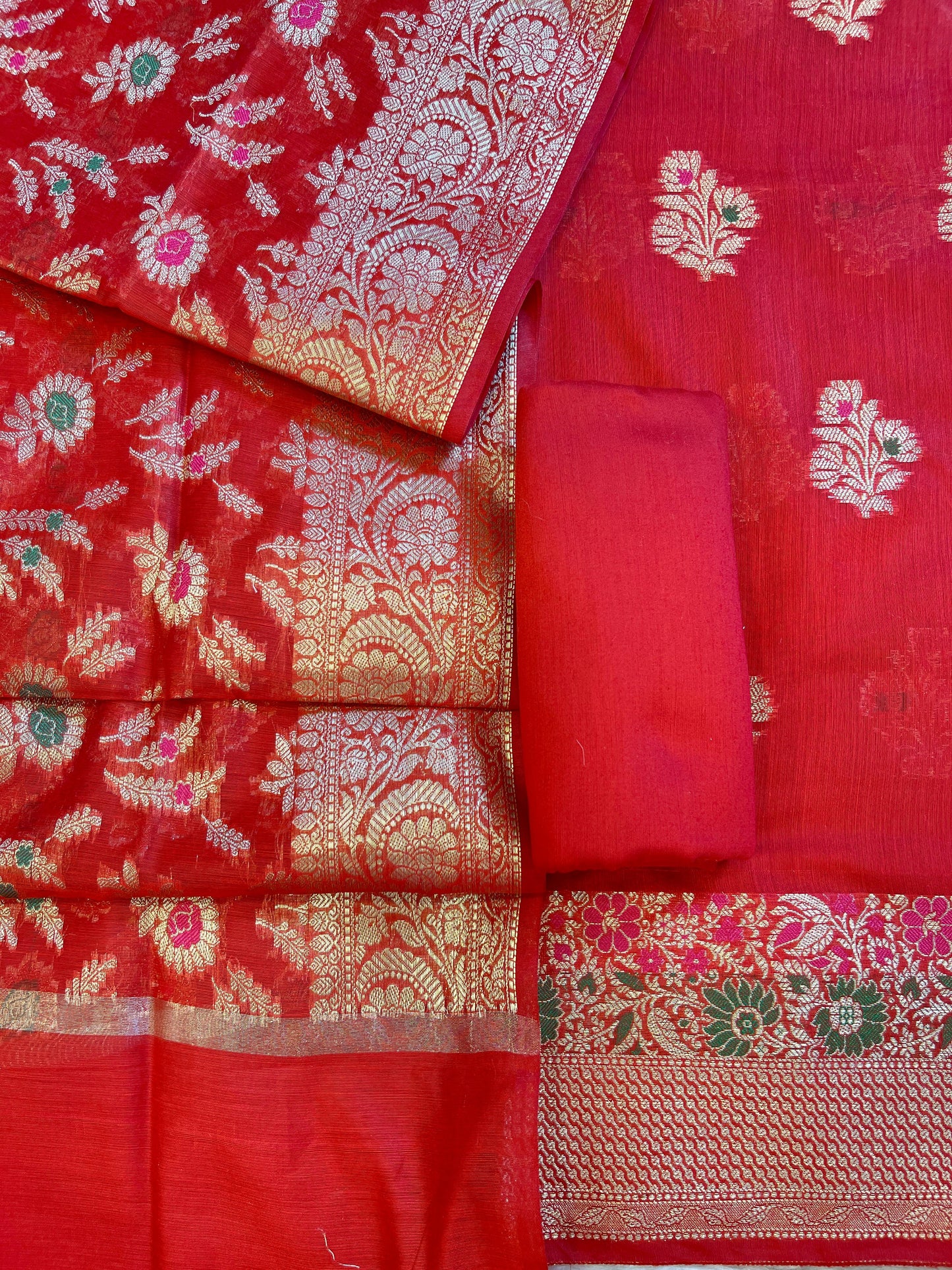 Red Cotton Resham Minakari Floral Zari Boota Banarasi Suit 625SHL_CT13