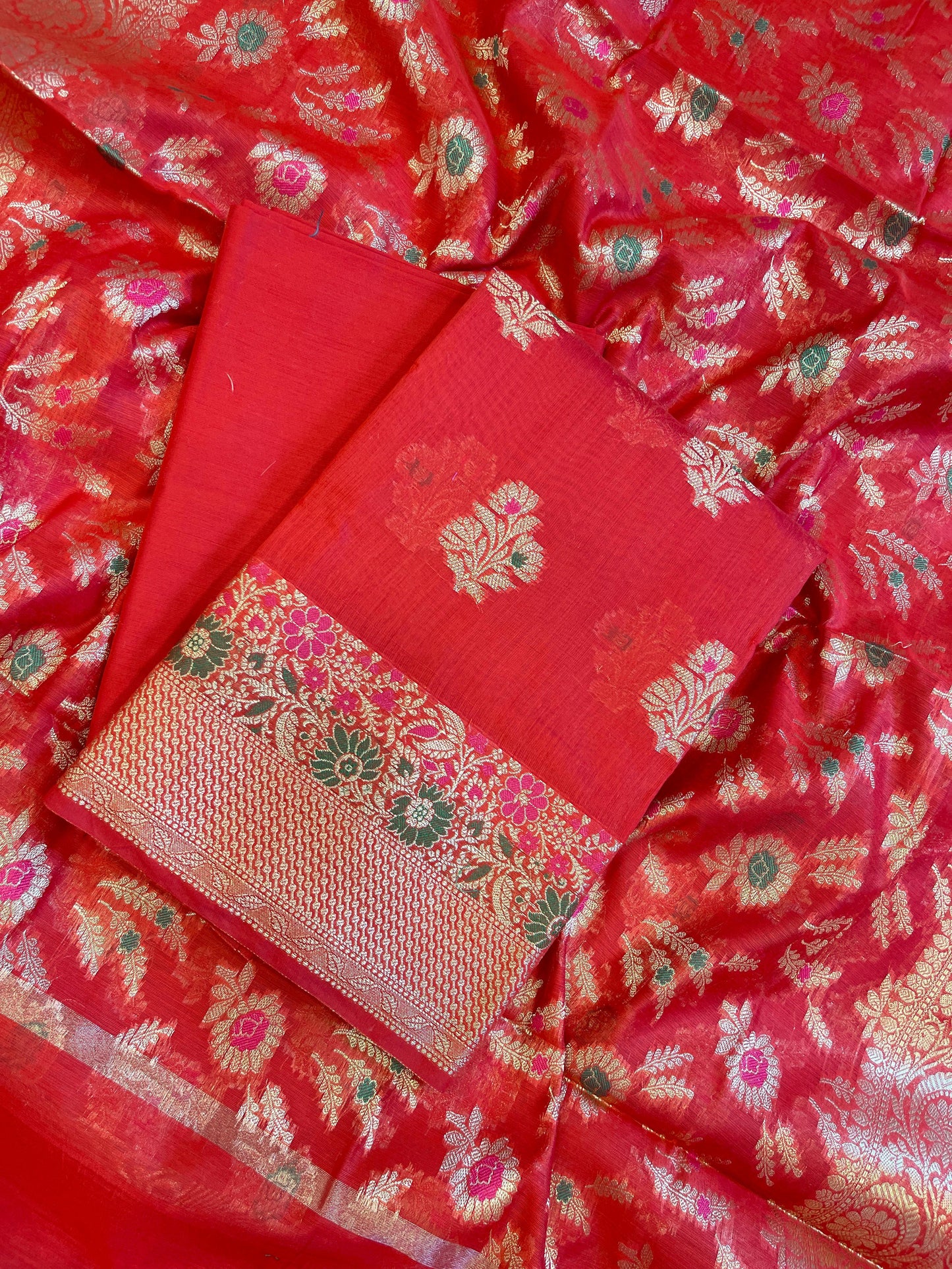 Red Cotton Resham Minakari Floral Zari Boota Banarasi Suit 625SHL_CT13