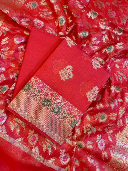 Red Cotton Resham Minakari Floral Zari Boota Banarasi Suit 625SHL_CT13