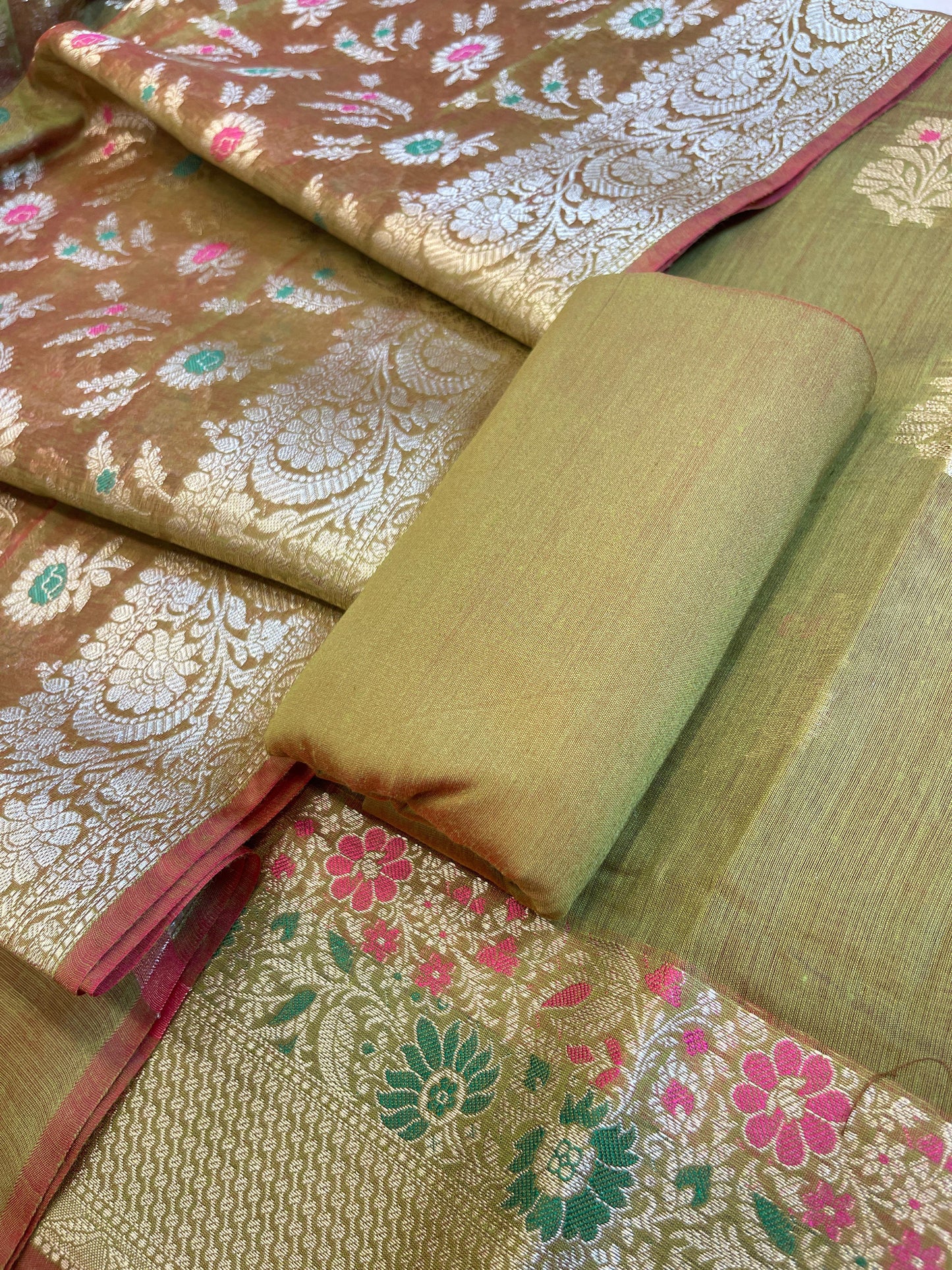 Green Cotton Resham Minakari Floral Zari Boota Banarasi Suit 625SHL_CT14
