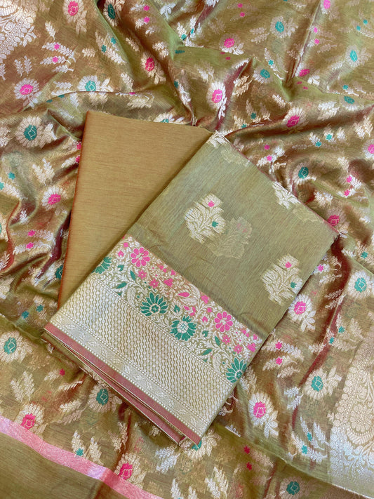 Green Cotton Resham Minakari Floral Zari Boota Banarasi Suit 625SHL_CT14