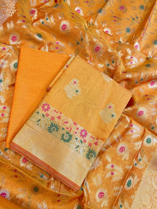 Orange Cotton Resham Minakari Floral Zari Boota Banarasi Suit 625SHL_CT15