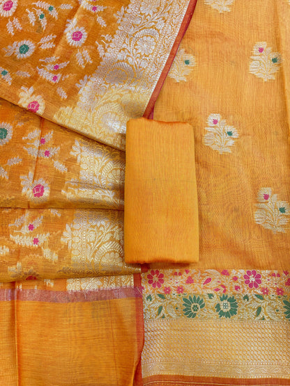 Orange Cotton Resham Minakari Floral Zari Boota Banarasi Suit 625SHL_CT15