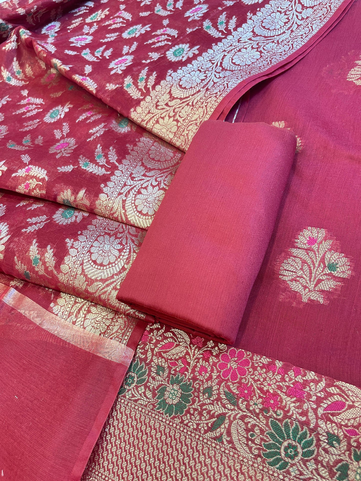Magenta Cotton Resham Minakari Floral Zari Boota Banarasi Suit 625SHL_CT16