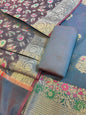 Navy Blue Cotton Resham Minakari Floral Zari Boota Banarasi Suit 625SHL_CT18
