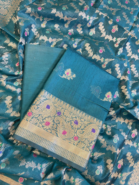 Seagreen Cotton Resham Mina Floral Booti Paisley Mina Border Banarasi Suit 625SHL_CT21