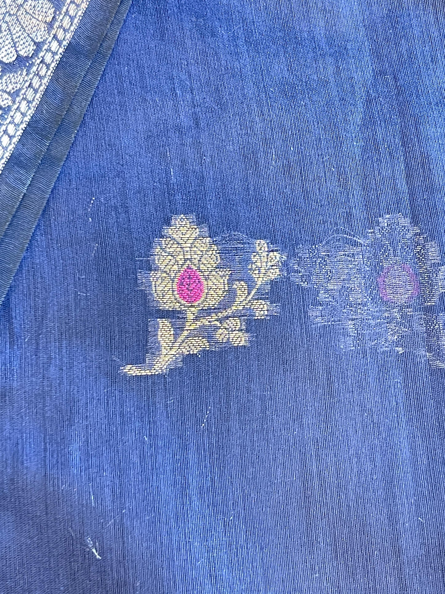 Navy Blue Cotton Resham Mina Floral Booti Paisley Mina Border Banarasi Suit 625SHL_CT26