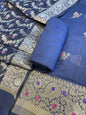Navy Blue Cotton Resham Mina Floral Booti Paisley Mina Border Banarasi Suit 625SHL_CT26