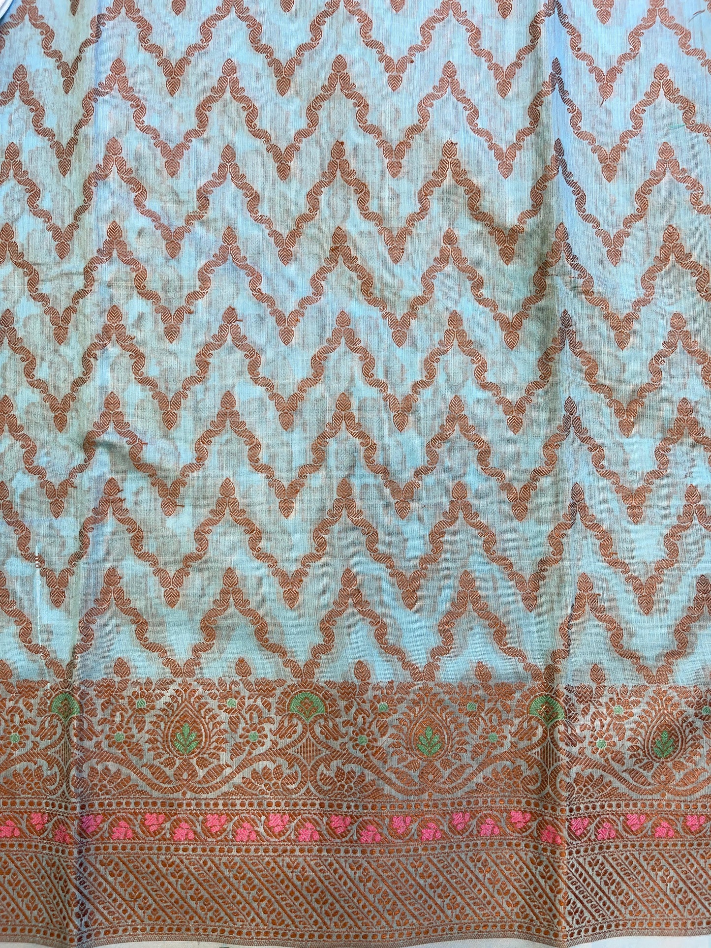 Light Blue Cotton Resham Zari Zig-Zag Banarasi Suit 625SHL_CT28