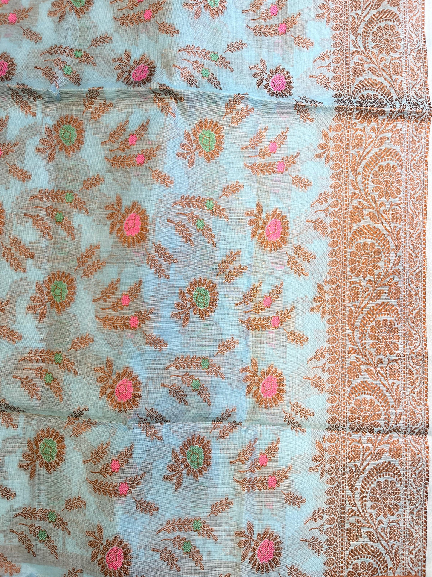 Light Blue Cotton Resham Zari Zig-Zag Banarasi Suit 625SHL_CT28