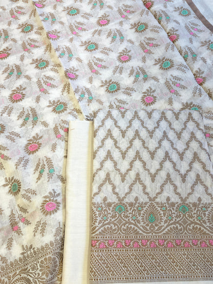 Light Yellow Cotton Resham Zari Zig-Zag Banarasi Suit 625SHL_CT29