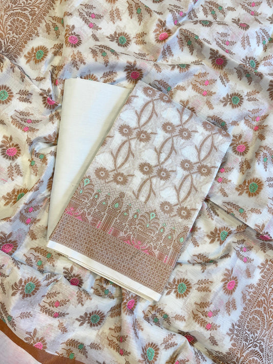 Cream Cotton Resham Zari Floral Jaal Banarasi Suit 625SHL_CT2