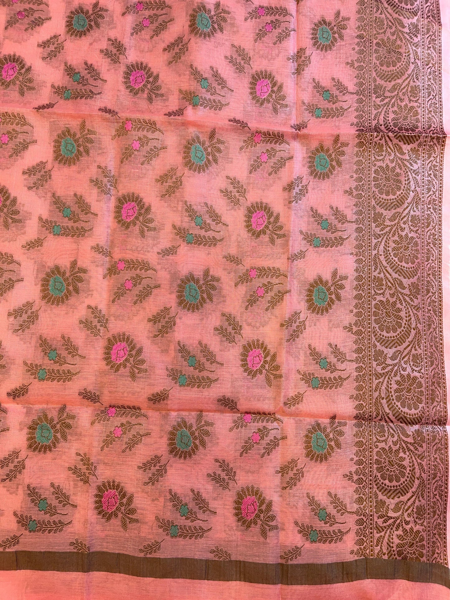 Peach Cotton Resham Zari Zig-Zag Banarasi Suit 625SHL_CT30
