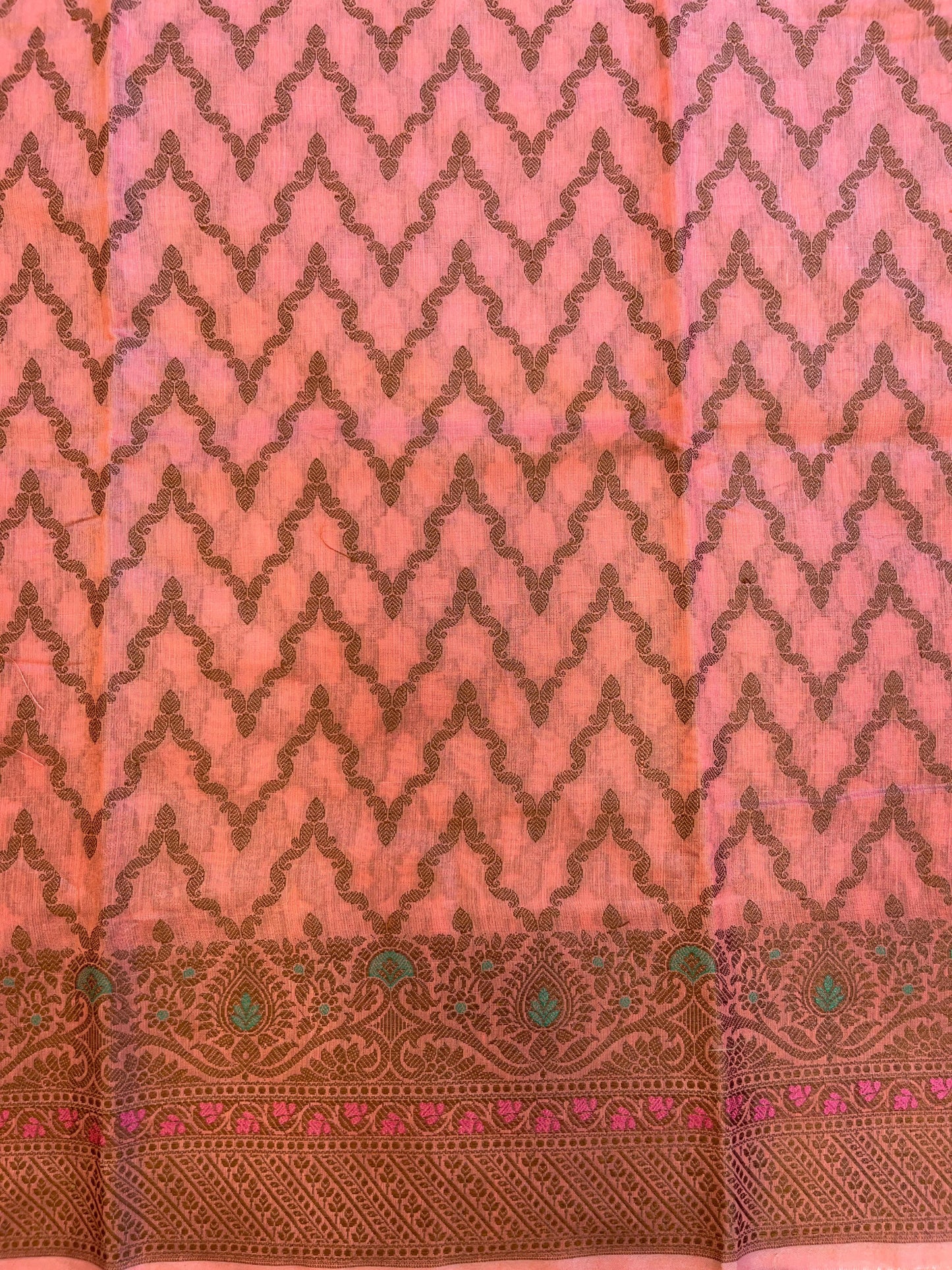 Peach Cotton Resham Zari Zig-Zag Banarasi Suit 625SHL_CT30