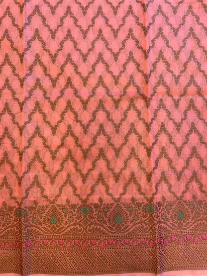 Peach Cotton Resham Zari Zig-Zag Banarasi Suit 625SHL_CT30