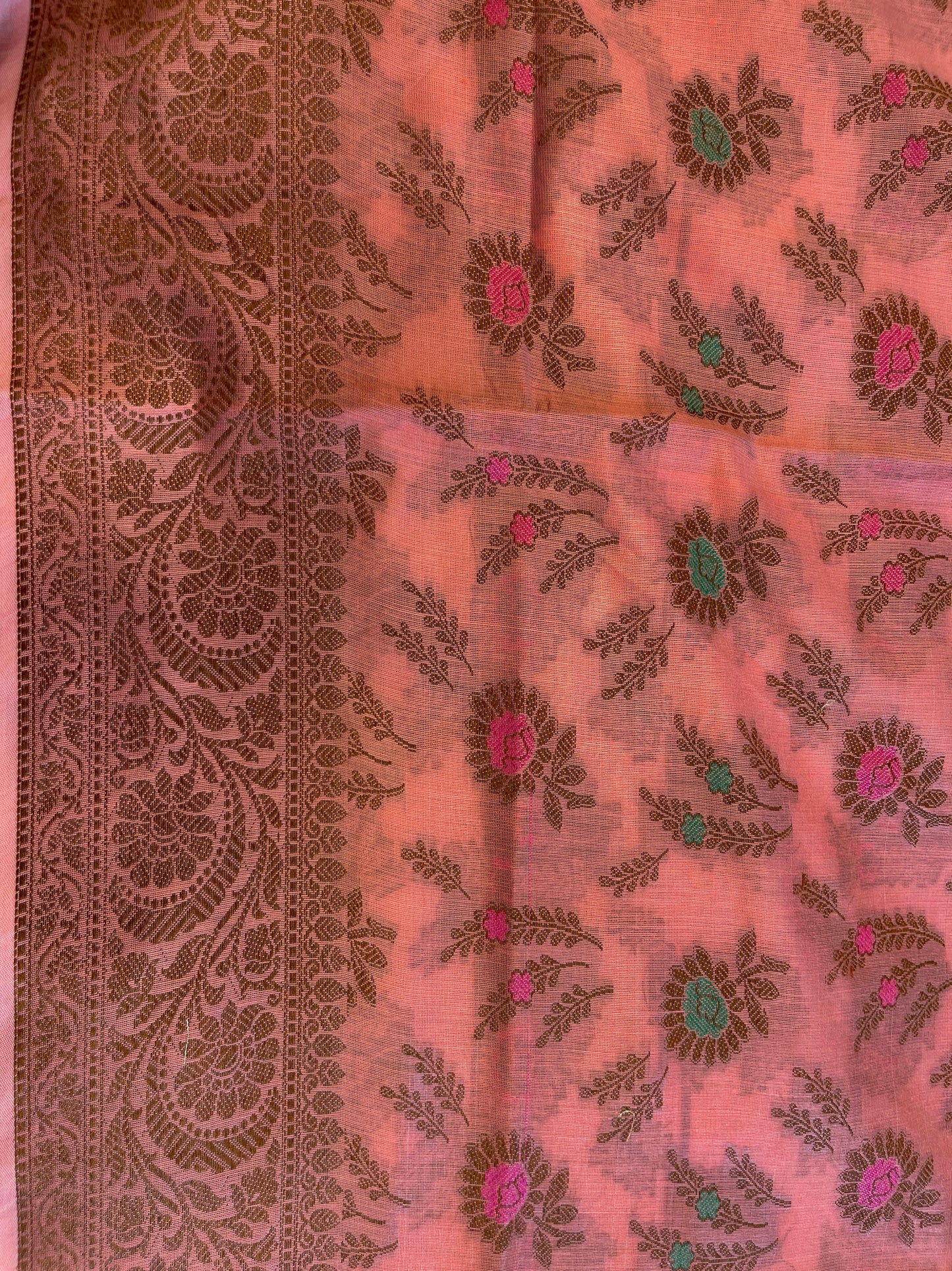 Peach Cotton Resham Zari Zig-Zag Banarasi Suit 625SHL_CT30