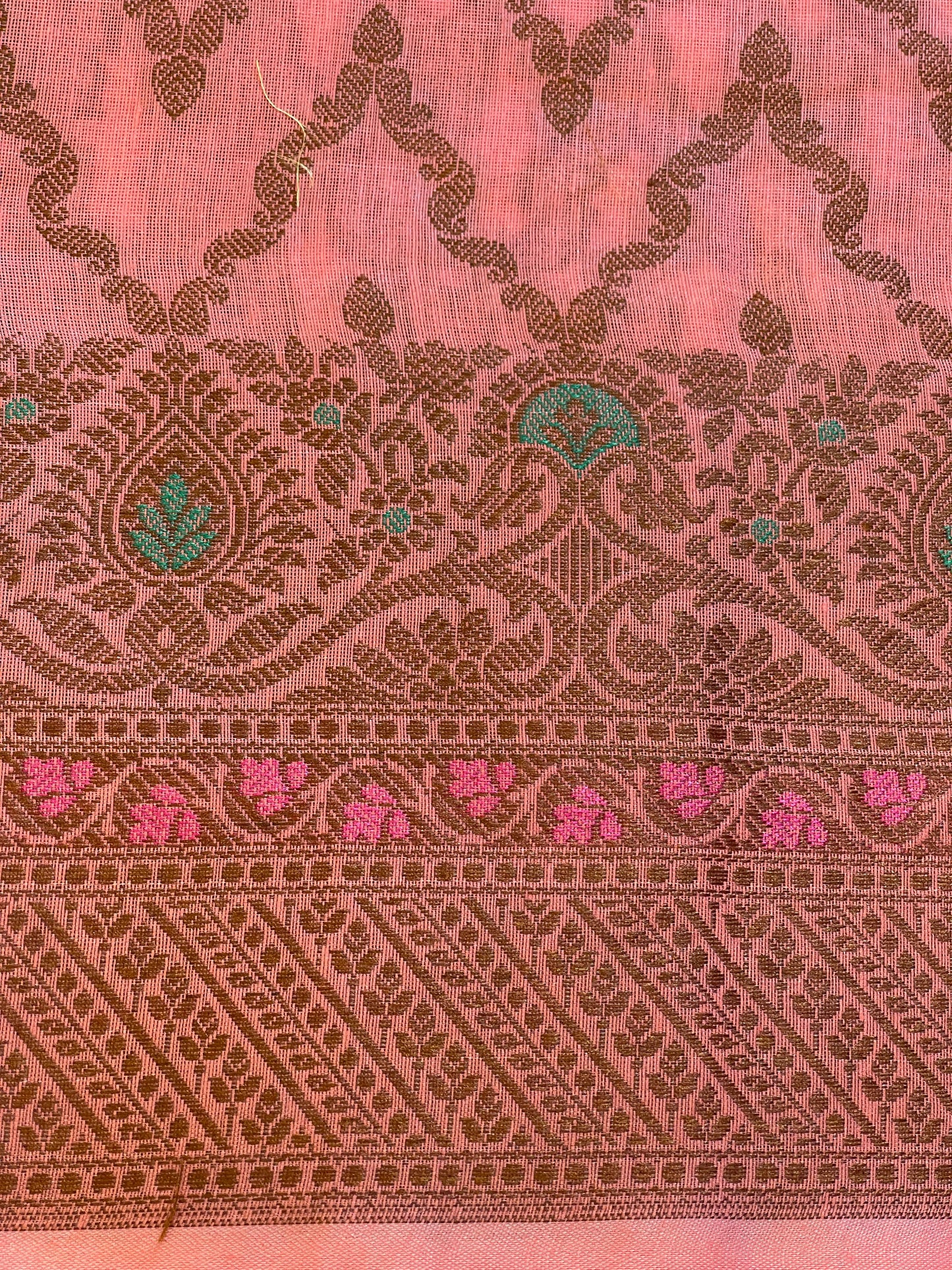 Peach Cotton Resham Zari Zig-Zag Banarasi Suit 625SHL_CT30