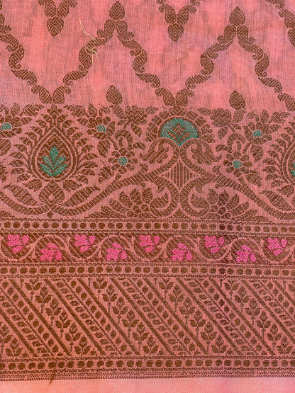 Peach Cotton Resham Zari Zig-Zag Banarasi Suit 625SHL_CT30