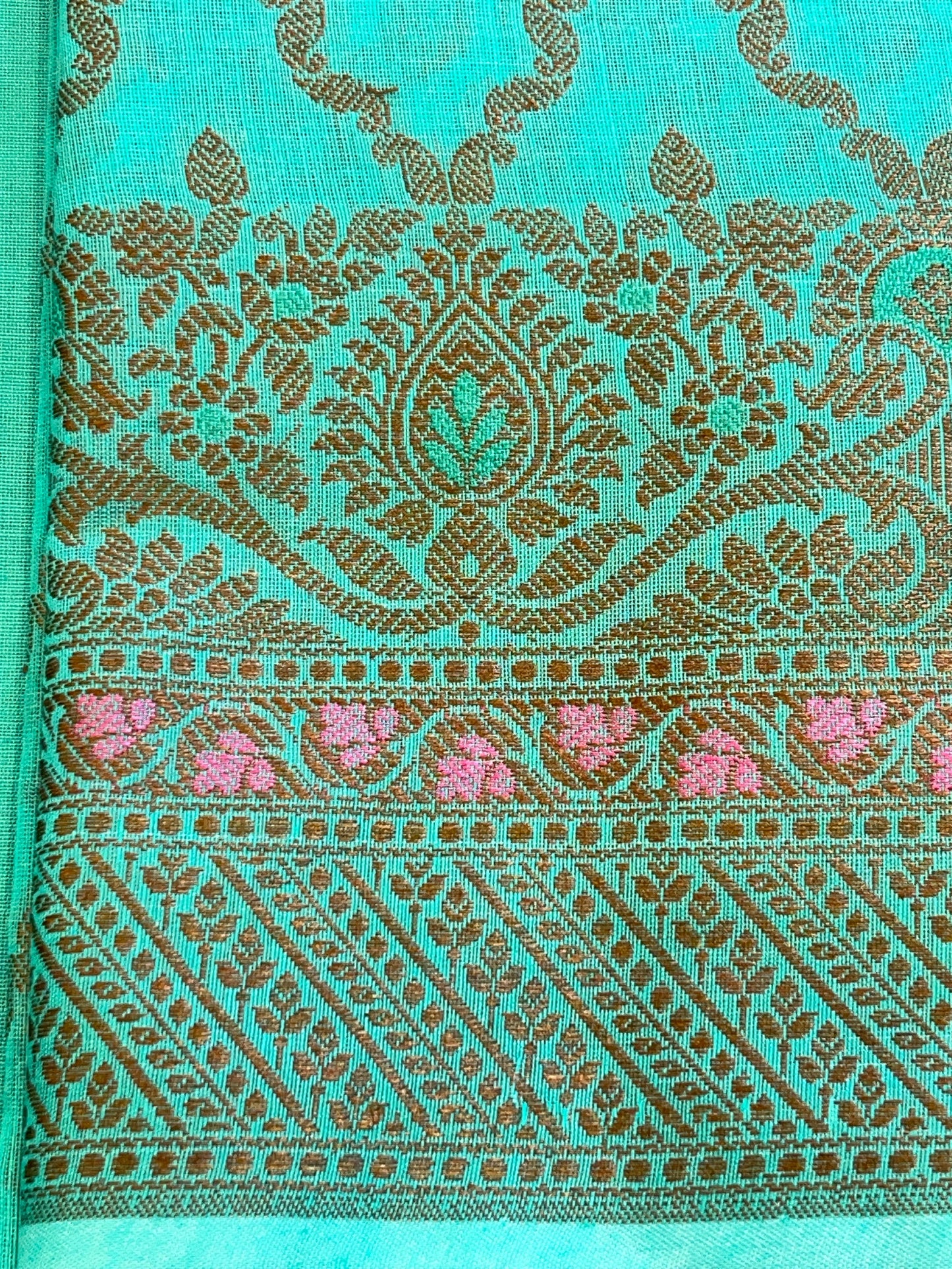 Seagreen Cotton Resham Zari Zig-Zag Banarasi Suit 625SHL_CT32