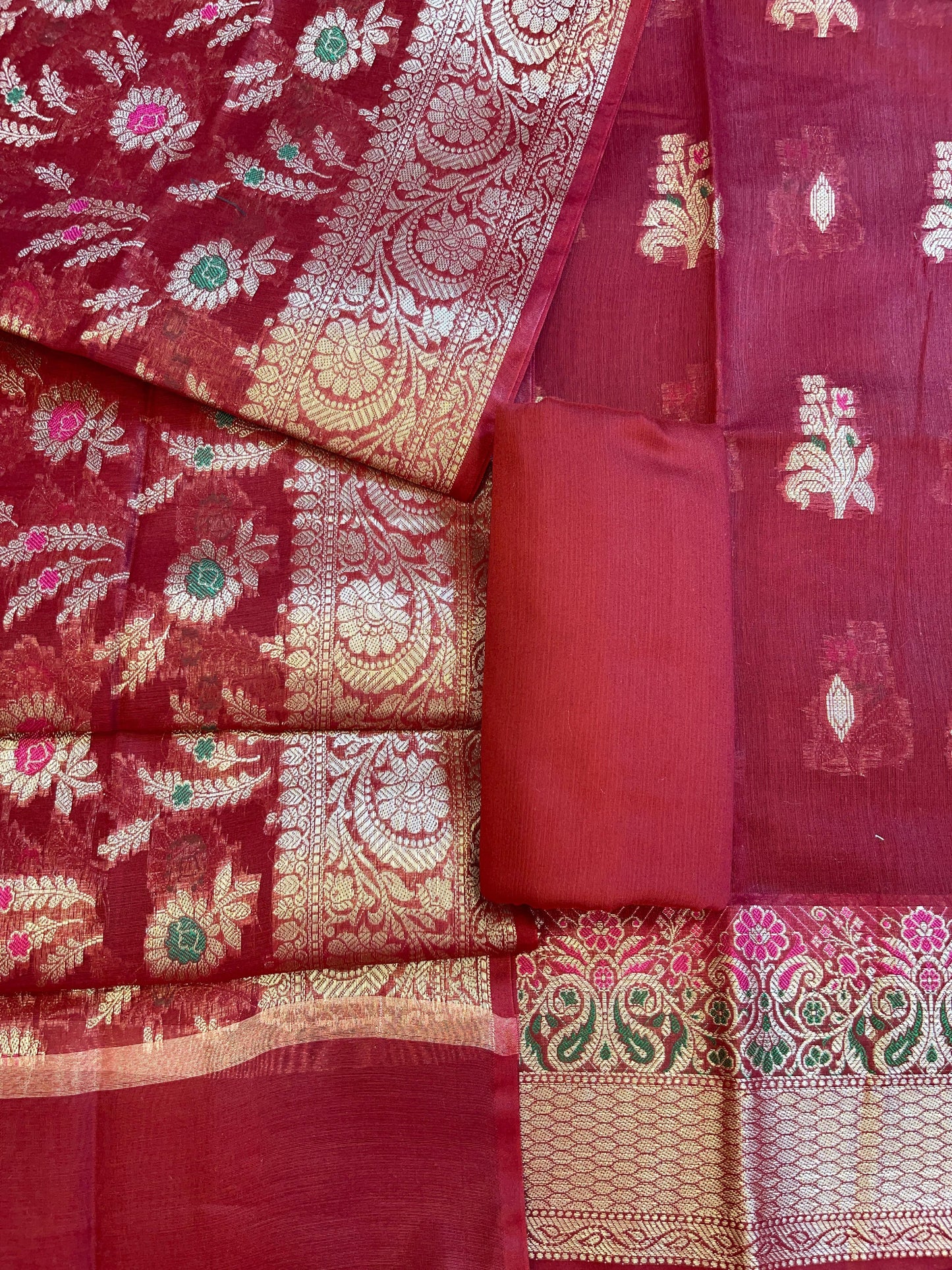 Magenta Cotton Resham Mina Floral Boota Paisley Border Banarasi Suit 625SHL_CT36