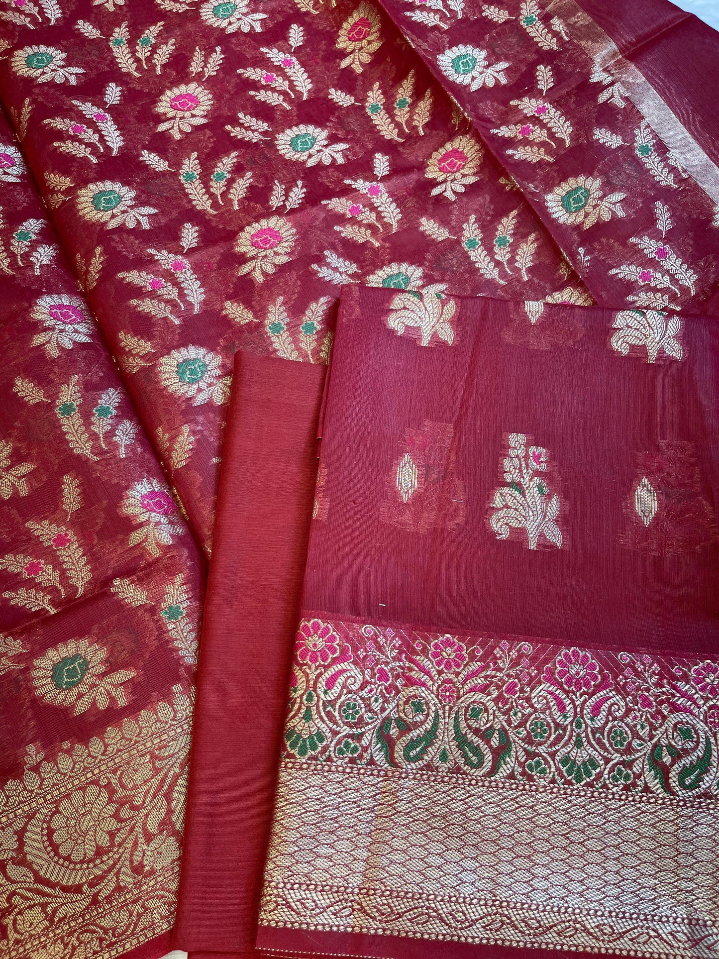 Magenta Cotton Resham Mina Floral Boota Paisley Border Banarasi Suit 625SHL_CT36