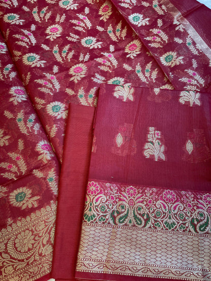 Magenta Cotton Resham Mina Floral Boota Paisley Border Banarasi Suit 625SHL_CT36