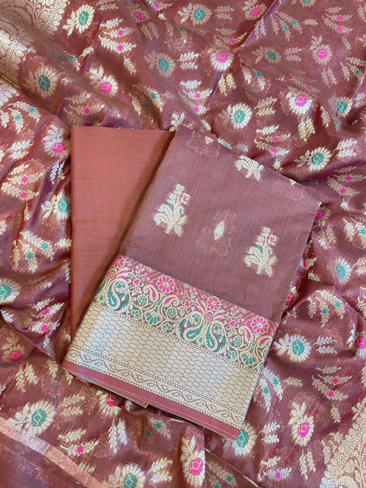 Brown Cotton Resham Mina Floral Boota Paisley Border Banarasi Suit 625SHL_CT37