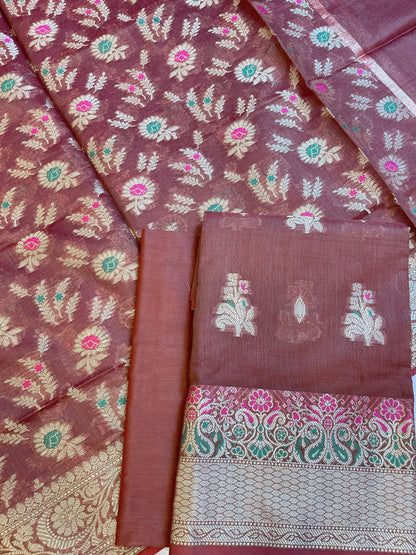 Brown Cotton Resham Mina Floral Boota Paisley Border Banarasi Suit 625SHL_CT37