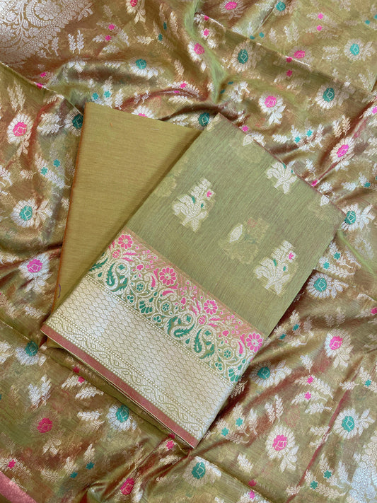 Green Cotton Resham Mina Floral Boota Paisley Border Banarasi Suit 625SHL_CT39