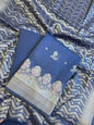 Navy Blue Cotton Resham Minakari Floral Zari Booti Banarasi Suit  625SHL_CT40