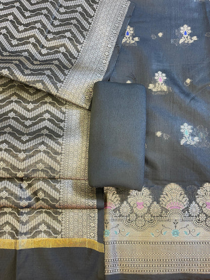 Black Cotton Resham Minakari Floral Zari Booti Banarasi Suit  625SHL_CT41