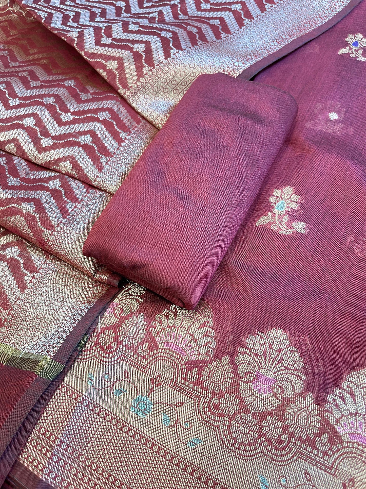 Magenta Cotton Resham Minakari Floral Zari Booti Banarasi Suit  625SHL_CT42