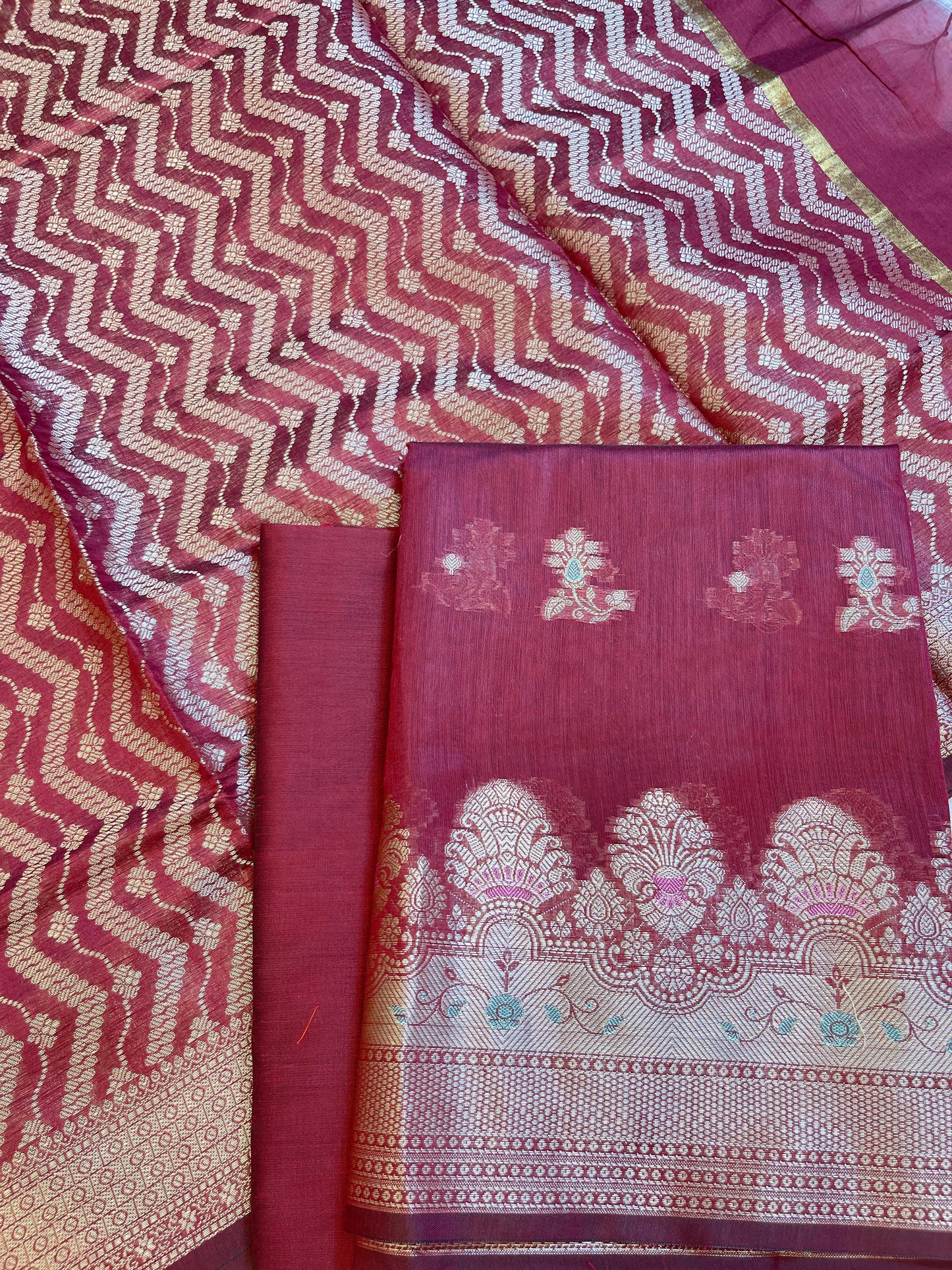 Magenta Cotton Resham Minakari Floral Zari Booti Banarasi Suit  625SHL_CT42