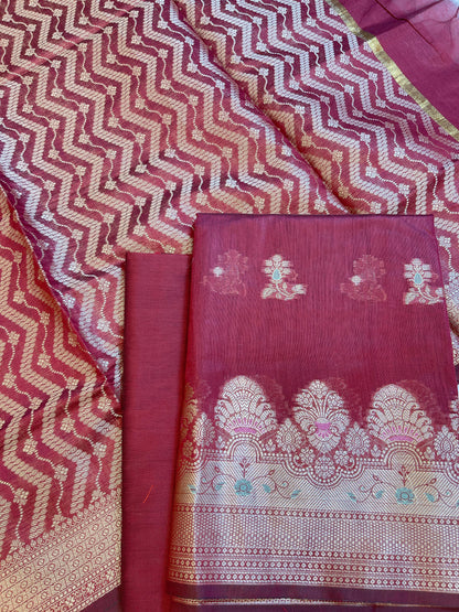 Magenta Cotton Resham Minakari Floral Zari Booti Banarasi Suit  625SHL_CT42