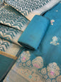 Seagreen Cotton Resham Minakari Floral Zari Booti Banarasi Suit  625SHL_CT45