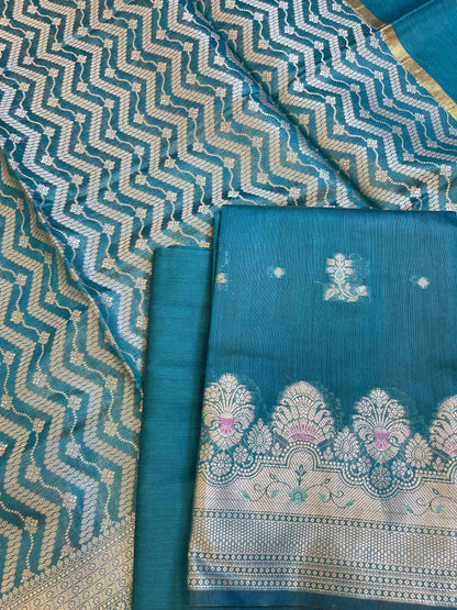 Seagreen Cotton Resham Minakari Floral Zari Booti Banarasi Suit  625SHL_CT45