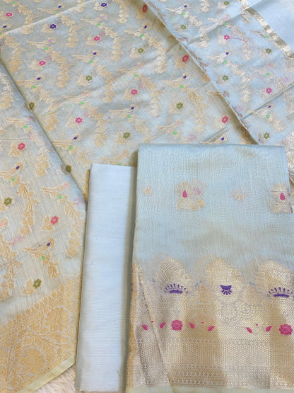 Off white Cotton Floral Resham Mina Zari Booti Banarasi Suit  625SHL_CT49