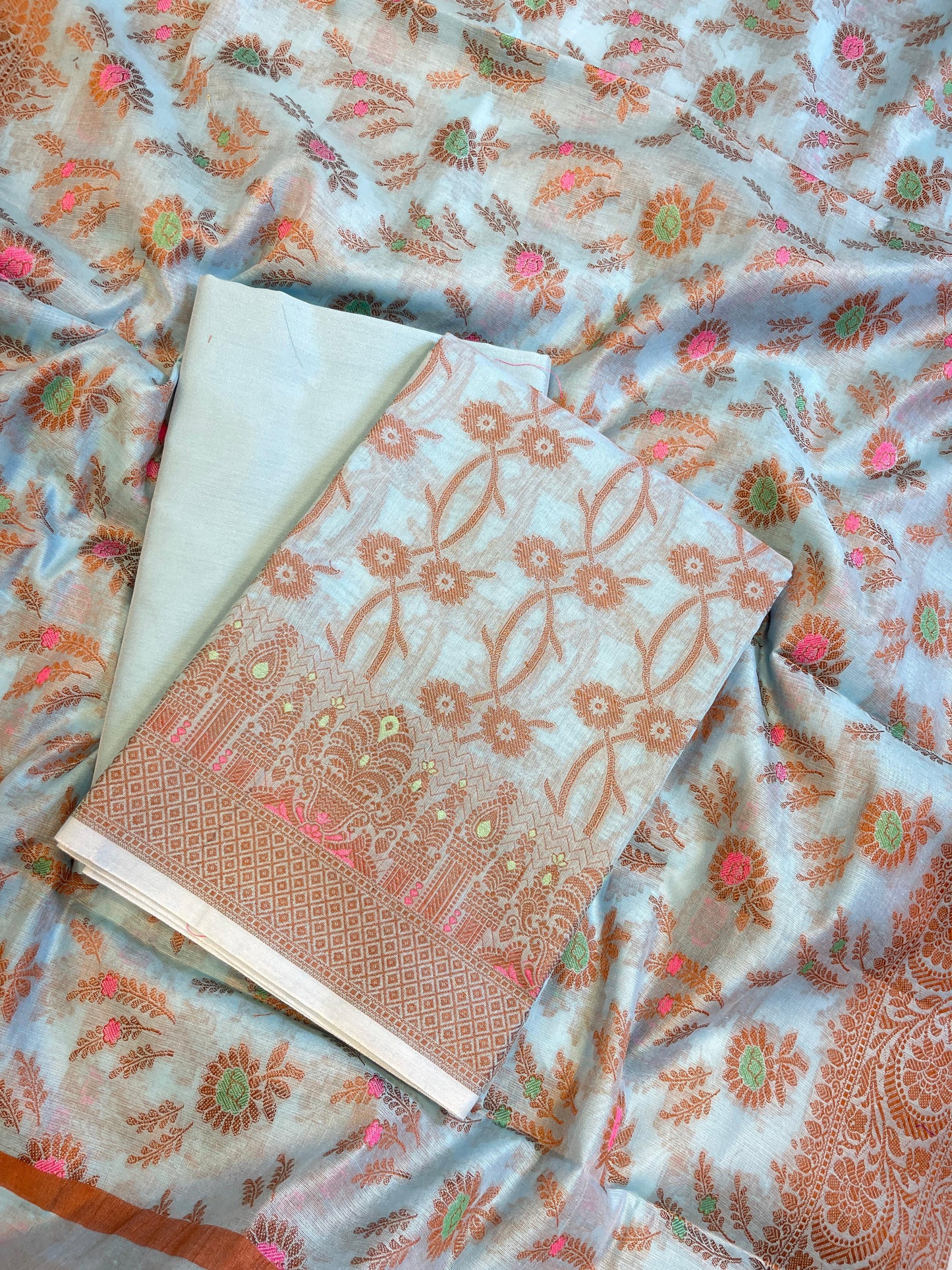 Sky Blue Cotton Resham Zari Floral Jaal Banarasi Suit 625SHL_CT4