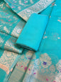 Seagreen Cotton Floral Resham Mina Zari Booti Banarasi Suit  625SHL_CT50
