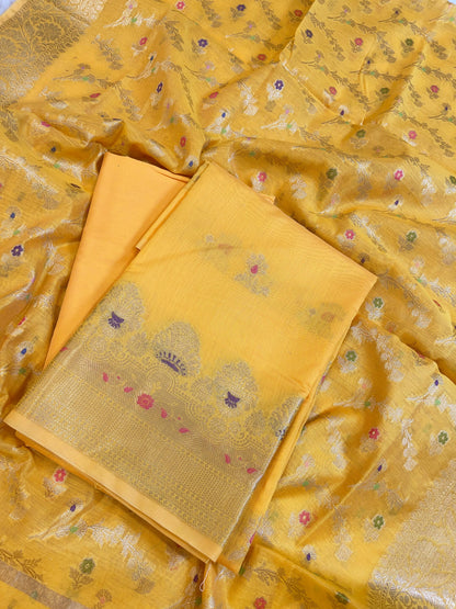 Yellow Cotton Floral Resham Mina Zari Booti Banarasi Suit  625SHL_CT51