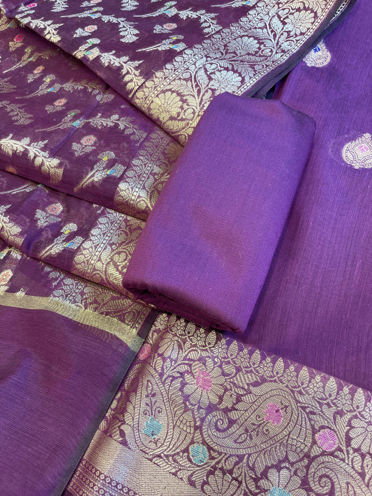 Purple Cotton Resham Minakari Zari Booti Banarasi Suit  625SHL_CT55