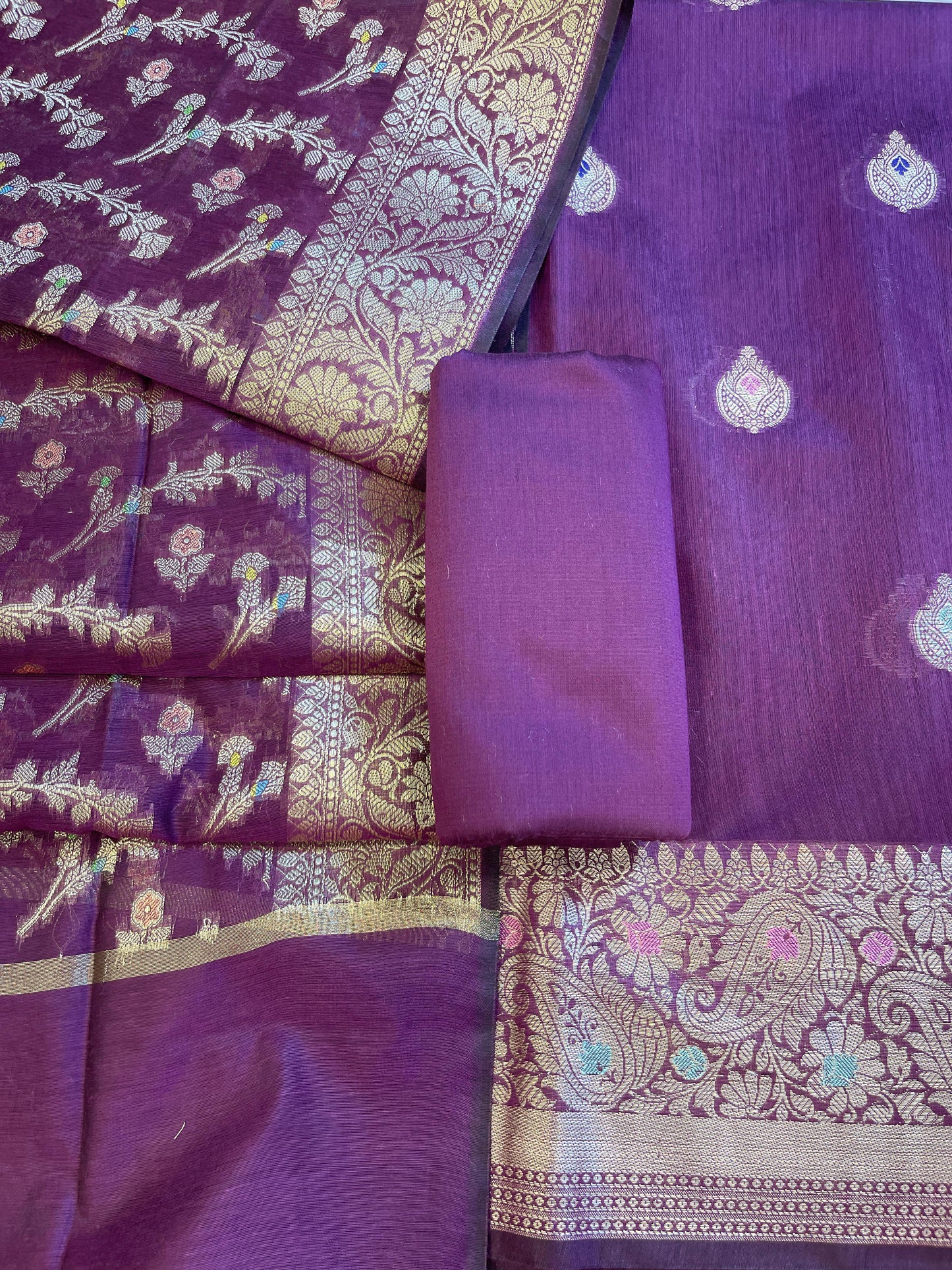 Purple Cotton Resham Minakari Zari Booti Banarasi Suit  625SHL_CT55