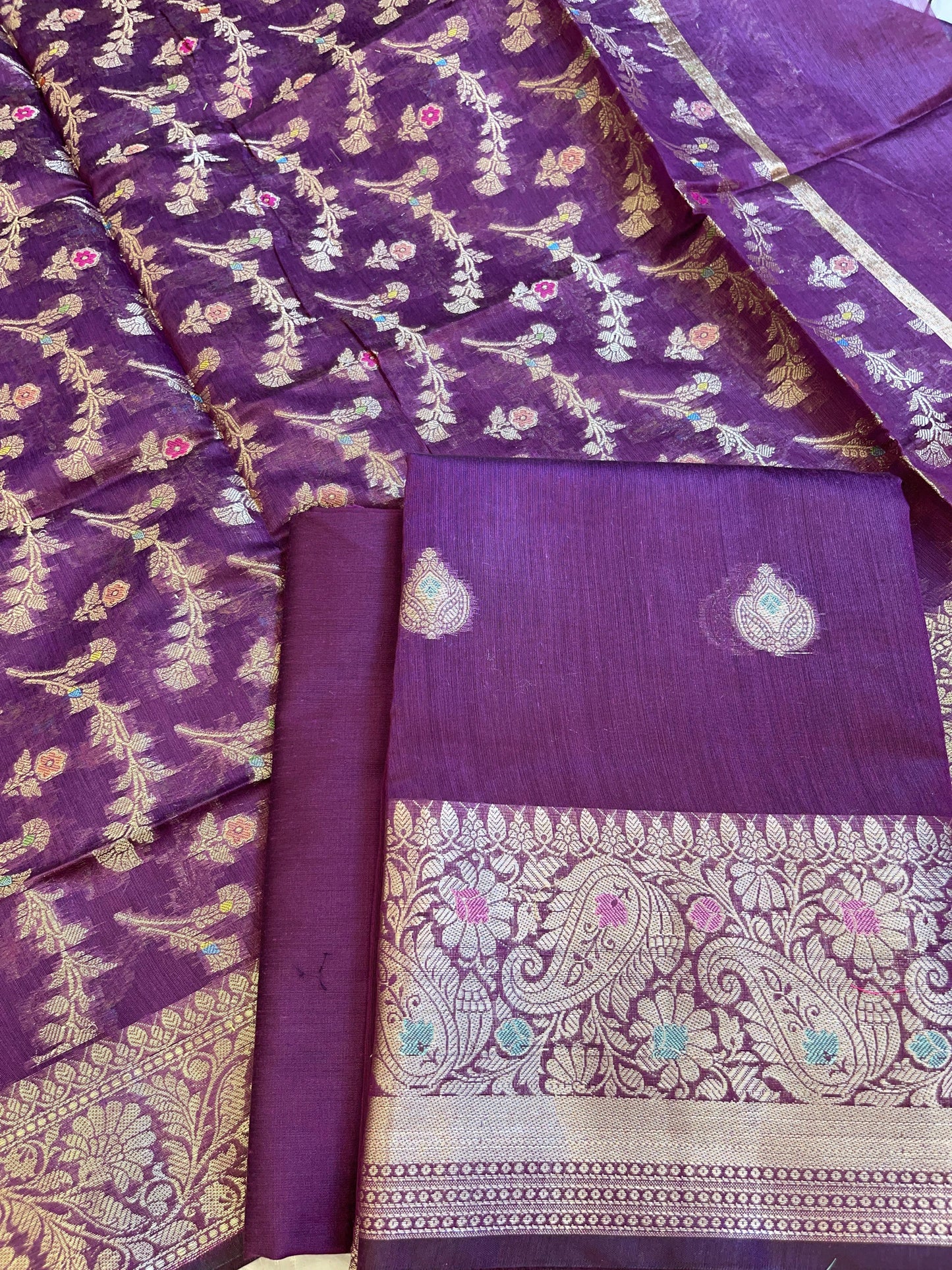 Purple Cotton Resham Minakari Zari Booti Banarasi Suit  625SHL_CT55
