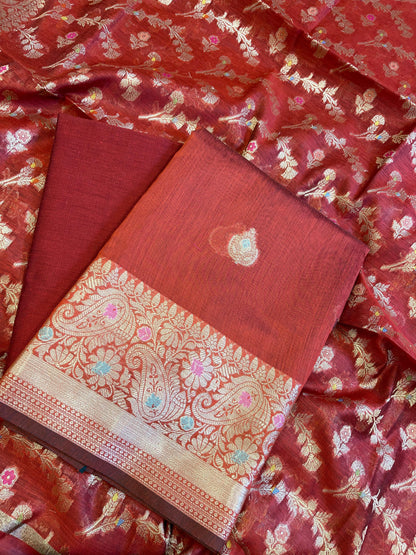 Red Cotton Resham Minakari Zari Booti Banarasi Suit  625SHL_CT56