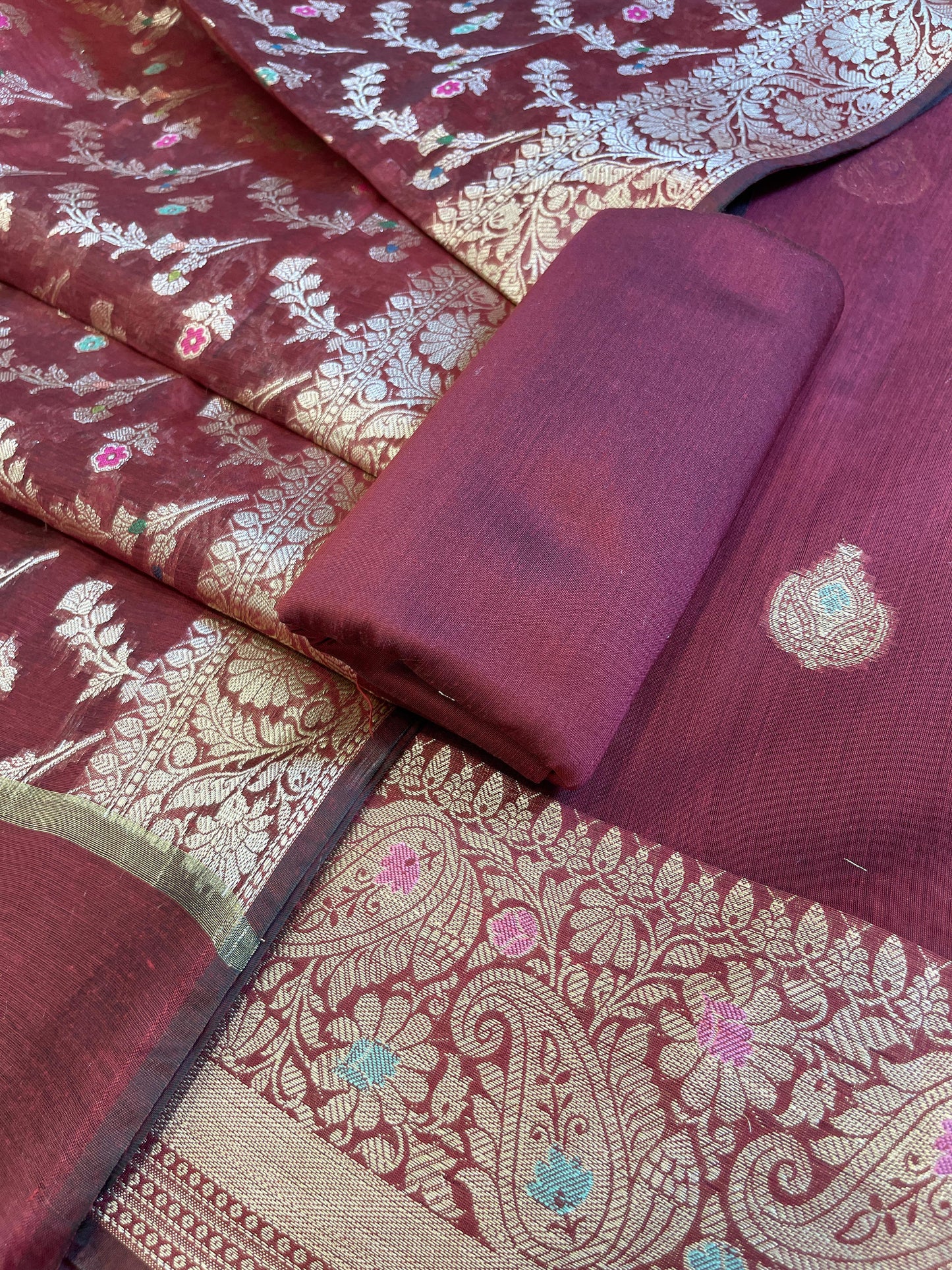 Magenta Cotton Resham Minakari Zari Booti Banarasi Suit  625SHL_CT58
