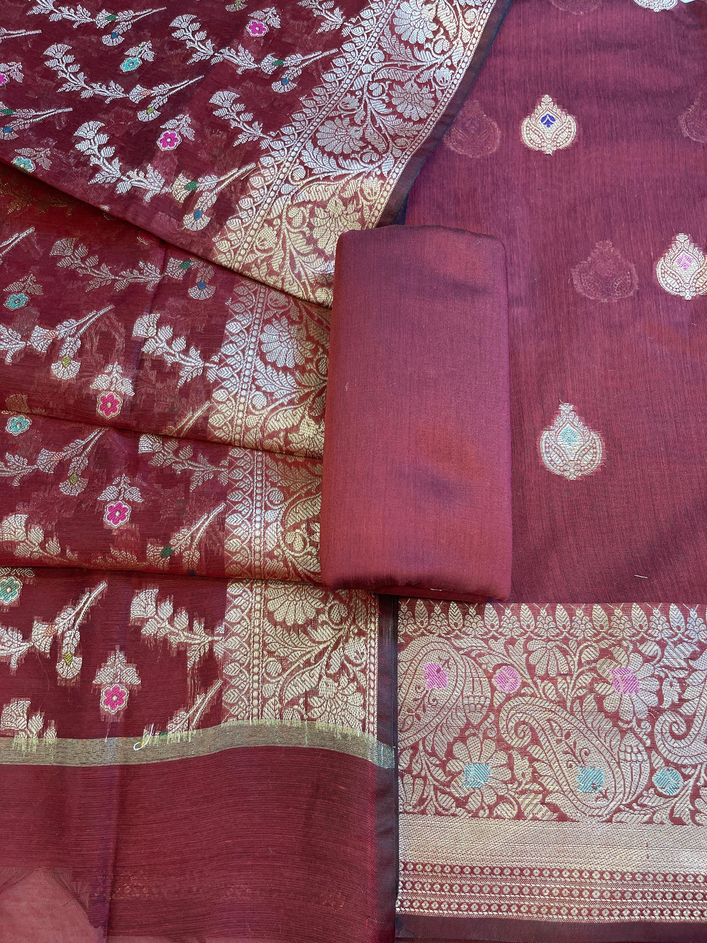 Magenta Cotton Resham Minakari Zari Booti Banarasi Suit  625SHL_CT58